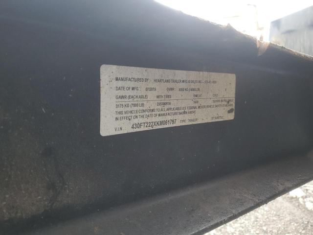 430FT222XKM061797 - 2019 HEART LAND TRAILER შავი ფოტო 10