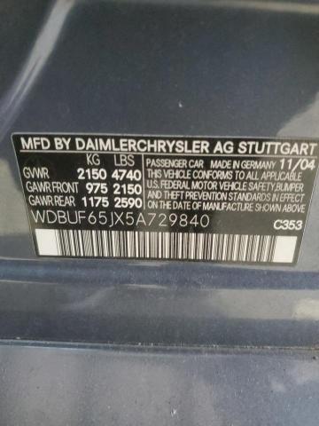 WDBUF65JX5A729840 - 2005 MERCEDES-BENZ E 320 BLUE photo 12