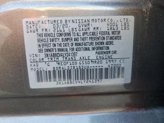 3N1AB8CV4LY241397 - 2020 NISSAN SENTRA SV GRAY photo 12