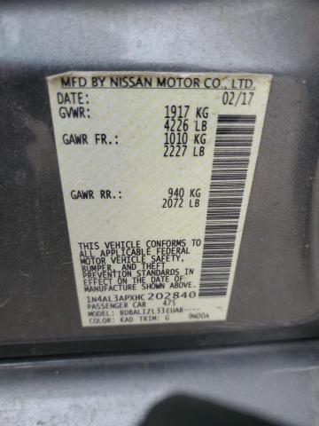 1N4AL3APXHC202840 - 2017 NISSAN ALTIMA 2.5 GRAY photo 12