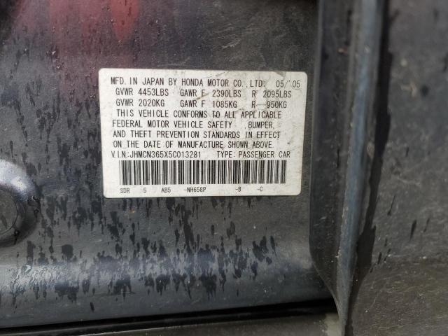 JHMCN365X5C013281 - 2005 HONDA ACCORD HYBRID GRAY photo 12