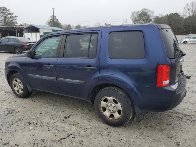 5FNYF3H2XDB042112 - 2013 HONDA PILOT LX BLUE photo 2