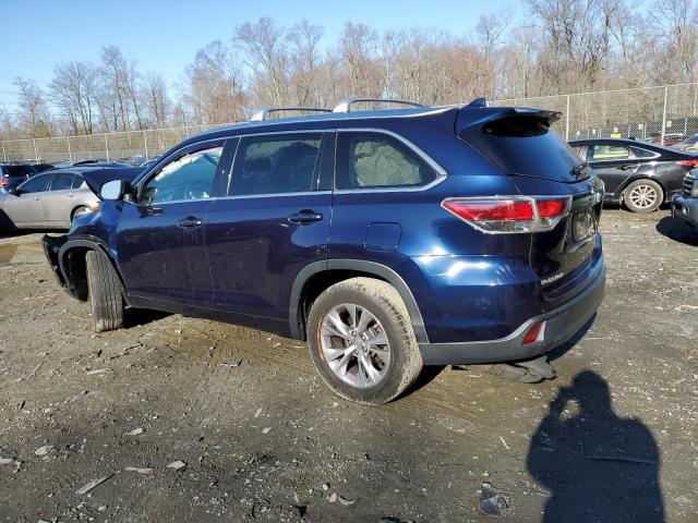 5TDKKRFH6ES019368 - 2014 TOYOTA HIGHLANDER XLE BLUE photo 2