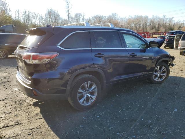 5TDKKRFH6ES019368 - 2014 TOYOTA HIGHLANDER XLE BLUE photo 3