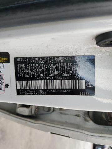 4T1BE32K45U557628 - 2005 TOYOTA CAMRY LE WHITE photo 12