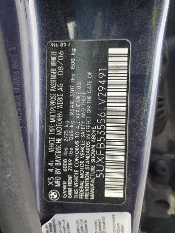 5UXFB53556LV29491 - 2006 BMW X5 4.4I BLUE photo 12