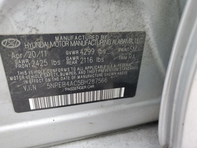 5NPEB4AC5BH287566 - 2011 HYUNDAI SONATA GLS SILVER photo 12