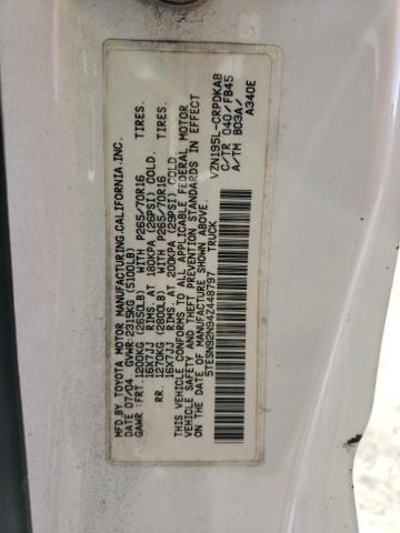 5TESN92N94Z448797 - 2004 TOYOTA TACOMA XTRACAB PRERUNNER თეთრი ფოტო 12