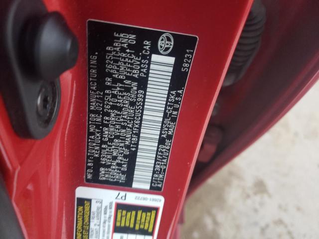 4T1BF1FK6CU555999 - 2012 TOYOTA CAMRY BASE RED photo 12
