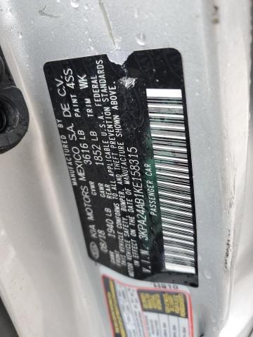 3KPA24AB1KE158315 - 2019 KIA RIO S SILVER photo 12