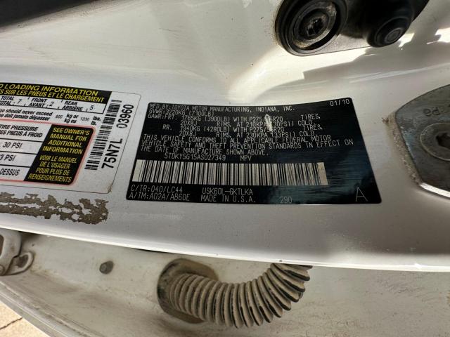 5TDKY5G15AS027349 - 2010 TOYOTA SEQUOIA LIMITED WHITE photo 10