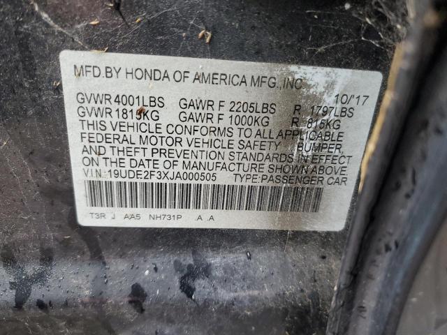 19UDE2F3XJA000505 - 2018 ACURA ILX BASE WATCH PLUS BLACK photo 12