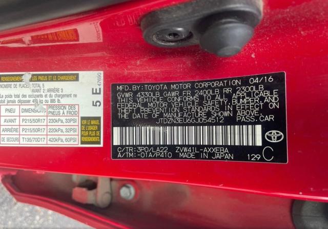 JTDZN3EU6GJ054512 - 2016 TOYOTA PRIUS V RED photo 10