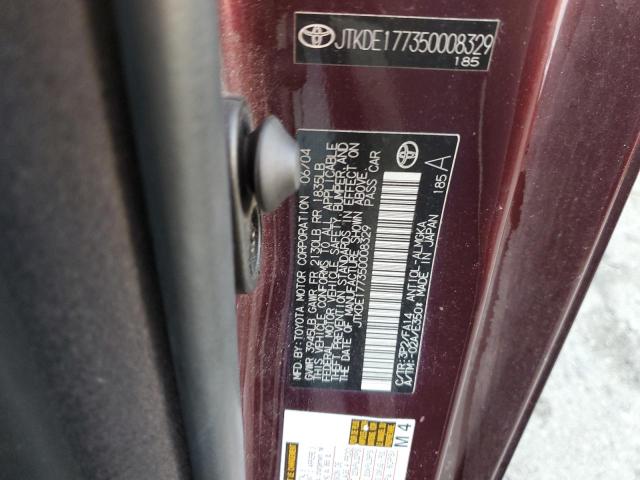 JTKDE177350008329 - 2005 TOYOTA SCION TC BURGUNDY photo 12