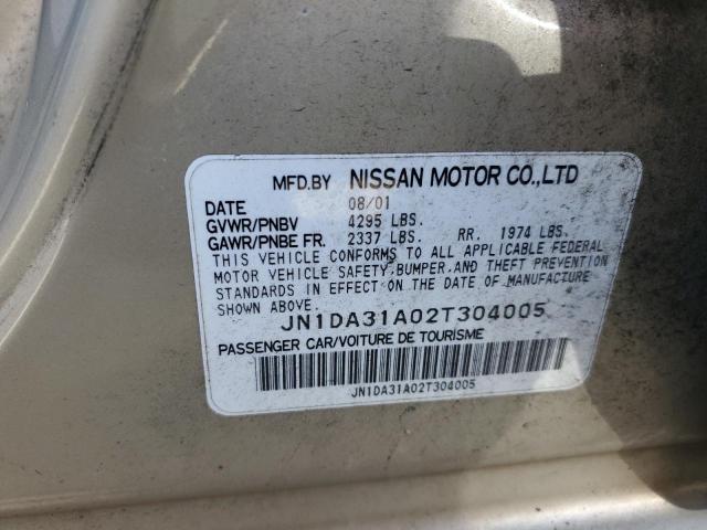 JN1DA31A02T304005 - 2002 NISSAN MAXIMA GLE GOLD photo 12