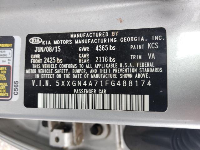 5XXGN4A71FG488174 - 2015 KIA OPTIMA EX SILVER photo 12