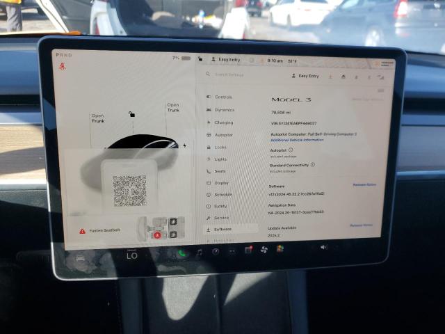 5YJ3E1EA6PF449037 - 2023 TESLA MODEL 3 Մոխրագույն լուսանկար 9