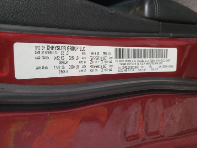 1C4RDJDG7EC358081 - 2014 DODGE DURANGO LIMITED RED photo 13