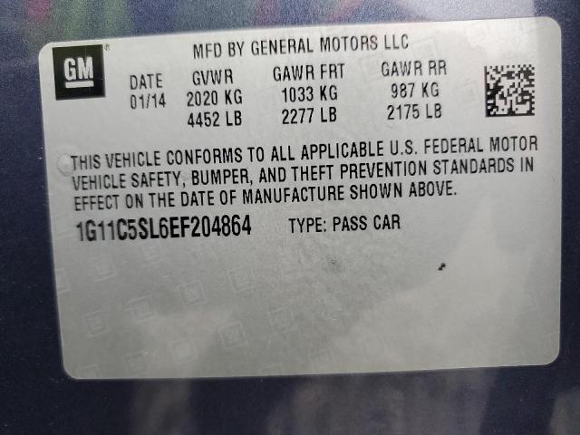 1G11C5SL6EF204864 - 2014 CHEVROLET MALIBU 1LT 蓝色 照片 12