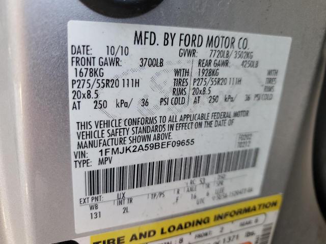 1FMJK2A59BEF09655 - 2011 FORD EXPEDITION EL LIMITED SILVER photo 13