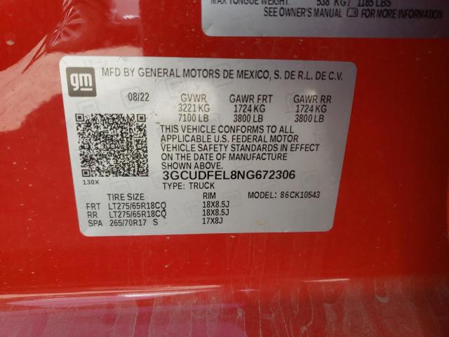 3GCUDFEL8NG672306 - 2022 CHEVROLET SILVERADO K1500 LT TRAIL BOSS RED photo 13