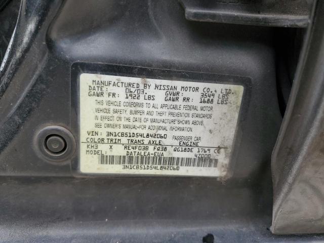 3N1CB51D54L842060 - 2004 NISSAN SENTRA AUT 1.8 BLACK photo 12