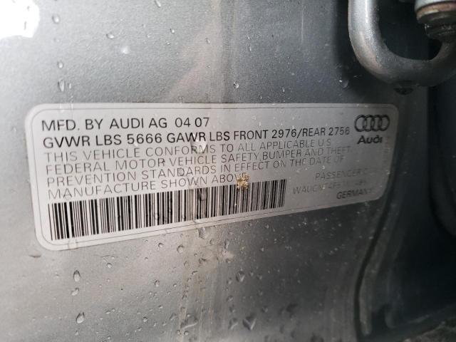 WAUGN74F57N148517 - 2007 AUDI S6 QUATTRO SILVER photo 12