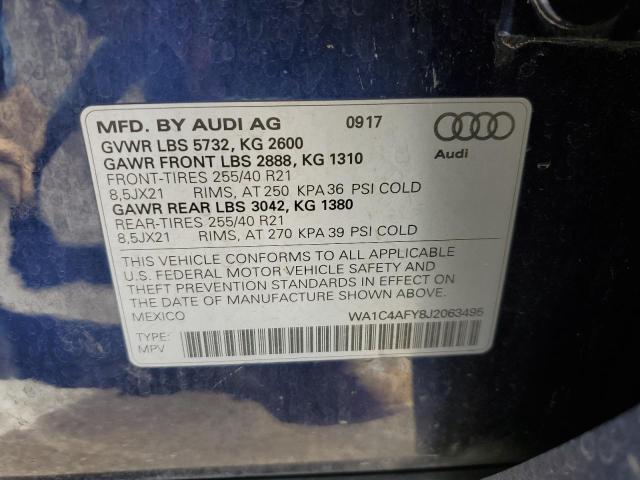 WA1C4AFY8J2063495 - 2018 AUDI SQ5 PRESTIGE BLUE photo 12