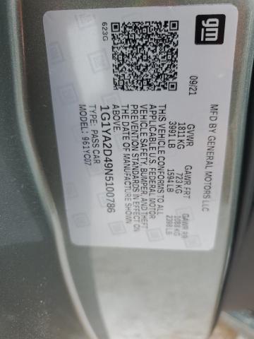 1G1YA2D49N5100786 - 2022 CHEVROLET CORVETTE STINGRAY 1LT GRAY photo 13