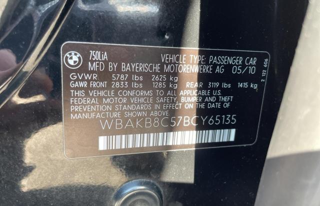 WBAKB8C57BCY65135 - 2011 BMW 750 LI BLACK photo 10