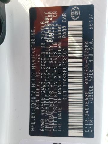 4T1T11AK9PU758501 - 2023 TOYOTA CAMRY SE NIGHT SHADE WHITE photo 12