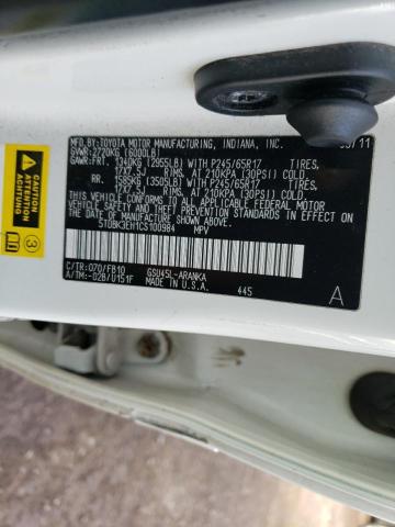 5TDBK3EH1CS100984 - 2012 TOYOTA HIGHLANDER BASE Ақ фото 13