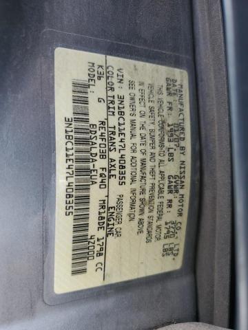 3N1BC11E47L408355 - 2007 NISSAN VERSA S GRAY photo 12