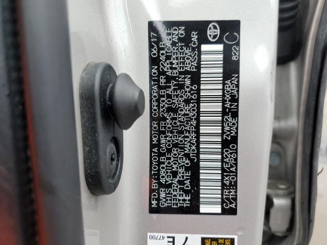 JTDKARFP4H3031616 - 2017 TOYOTA PRIUS PRIM 银色 照片 13