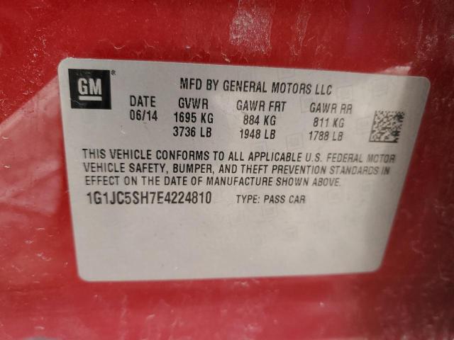 1G1JC5SH7E4224810 - 2014 CHEVROLET SONIC LT RED photo 12