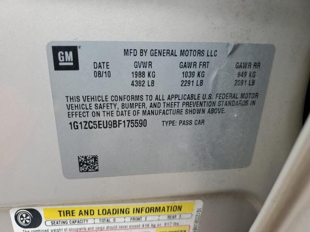 1G1ZC5EU9BF175590 - 2011 CHEVROLET MALIBU 1LT 金色 照片 12