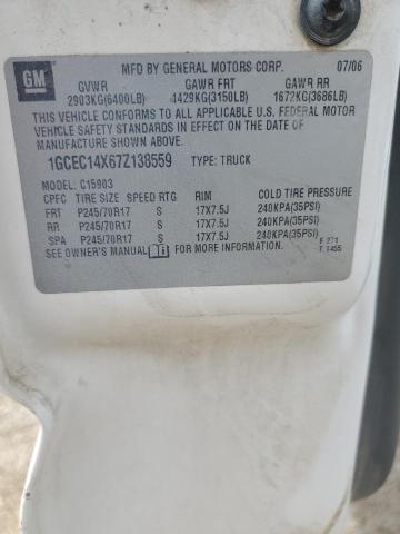 1GCEC14X67Z138559 - 2007 CHEVROLET SILVERADO C1500 CLASSIC WHITE photo 12