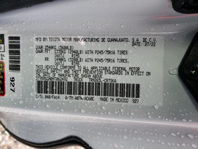 3TYRX5GN0NT062492 - 2022 TOYOTA TACOMA ACCESS CAB თეთრი ფოტო 13