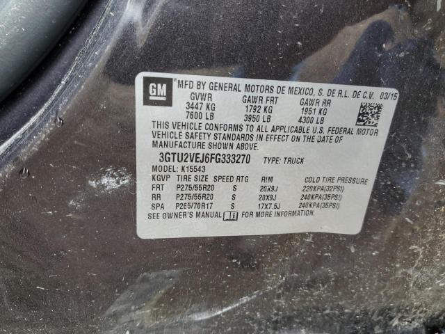 3GTU2VEJ6FG333270 - 2015 GMC SIERRA K1500 SLT CHARCOAL photo 13