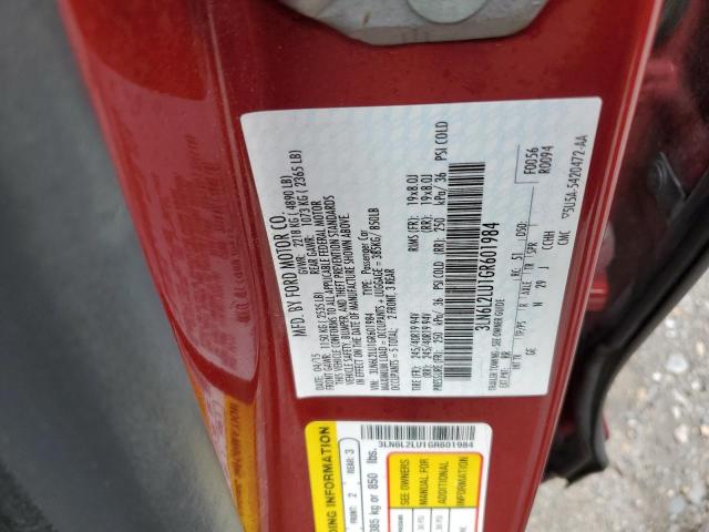 3LN6L2LU1GR601984 - 2016 LINCOLN MKZ HYBRID RED photo 12