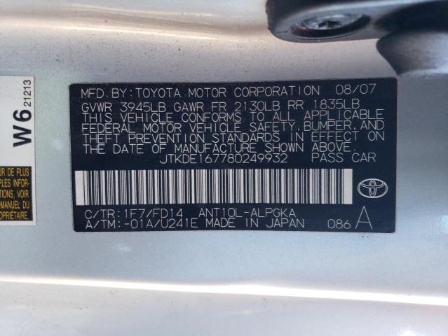 JTKDE167780249932 - 2008 TOYOTA SCION TC 银色 照片 13