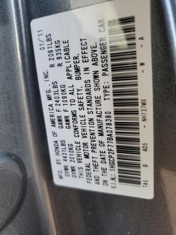 1HGCP2F77BA078380 - 2011 HONDA ACCORD EX 灰色 照片 12