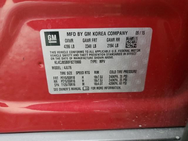 KL4CJBSB8FB270900 - 2015 BUICK ENCORE CONVENIENCE 红色 照片 12