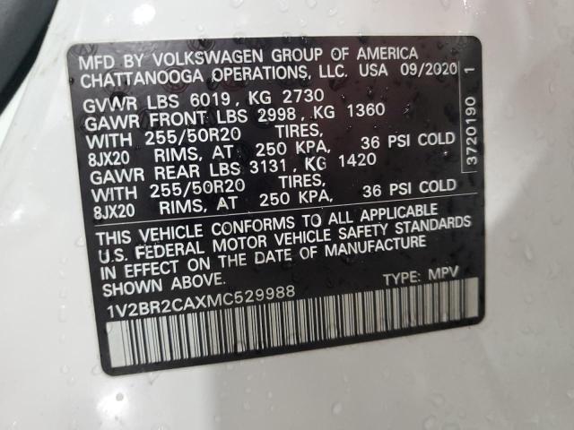 1V2BR2CAXMC529988 - 2021 VOLKSWAGEN ATLAS SEL WHITE photo 13
