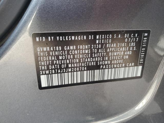 3VW2B7AJ3JM206704 - 2018 VOLKSWAGEN JETTA S 灰色 照片 13