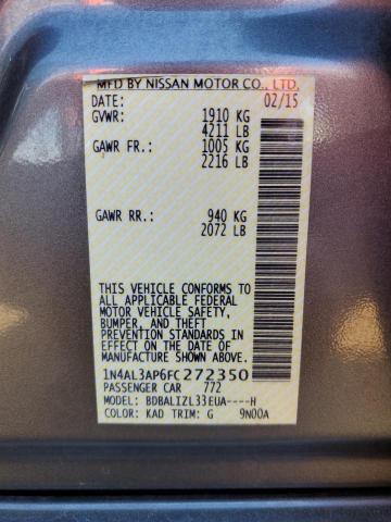 1N4AL3AP6FC272350 - 2015 NISSAN ALTIMA 2.5 GRAY photo 12