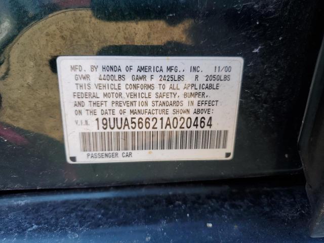 19UUA56621A020464 - 2001 ACURA 3.2TL GREEN photo 12