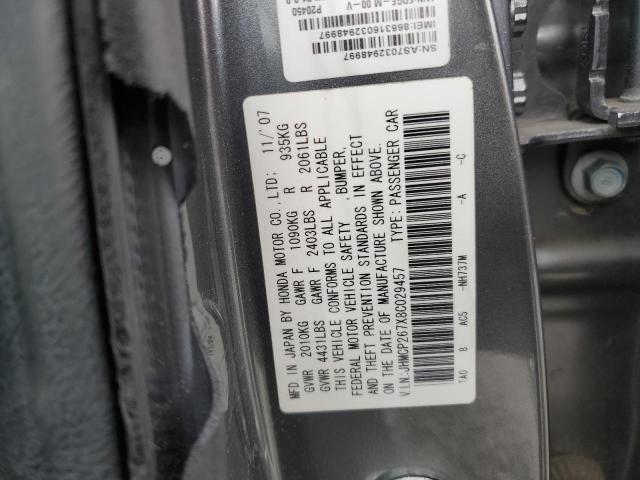 JHMCP267X8C029457 - 2008 HONDA ACCORD EX GRAY photo 12