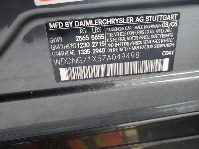 WDDNG71X57A049498 - 2007 MERCEDES-BENZ S 550 CHARCOAL photo 12