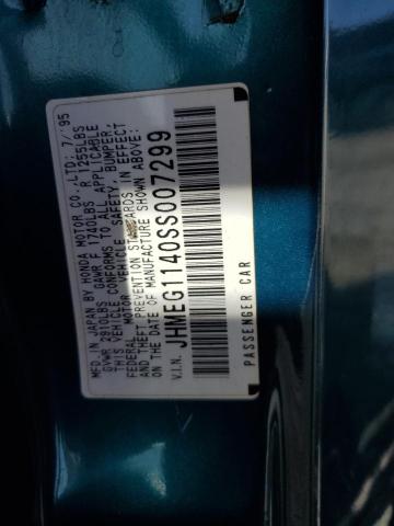 JHMEG1140SS007299 - 1995 HONDA CIVIC DEL SOL S GREEN photo 12